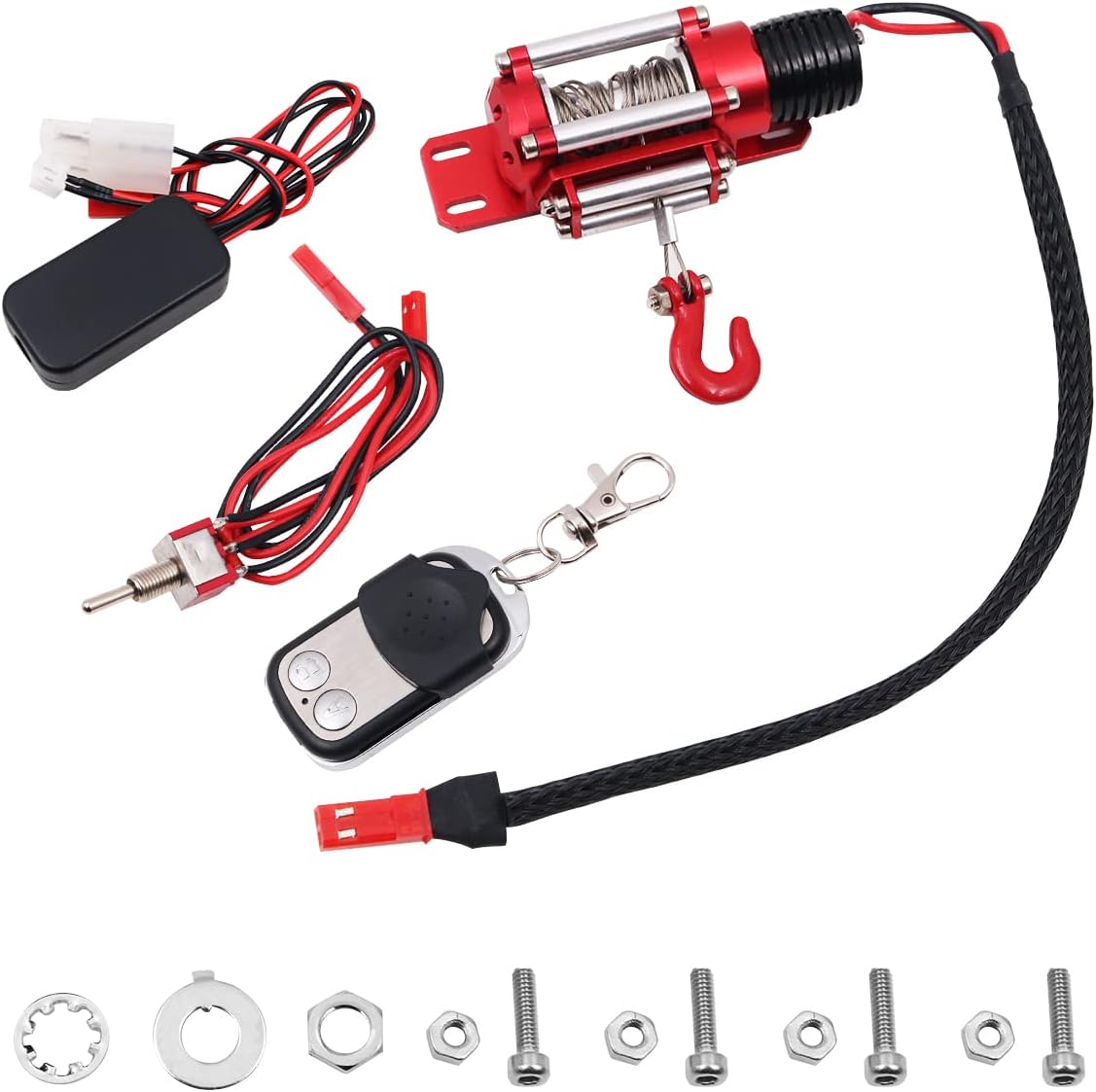 Simulation Climbing Car Winch Set Electric Metal Model Vehicle Crawler Car Accessories Compatible with Axial SCX10 RC4WD D90