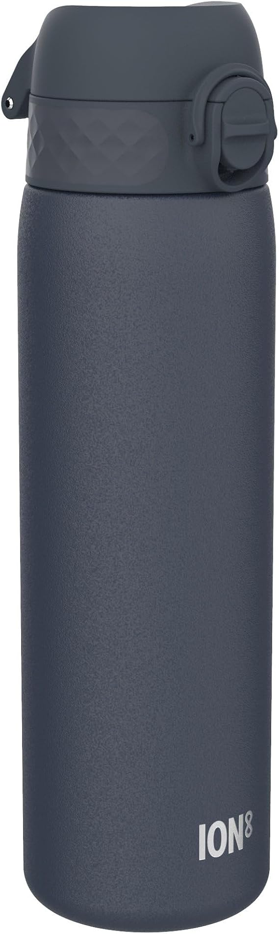 Ion8 Lightweight Steel Water Bottle, 600 ml/20 oz, Non-Insulated, Leak Proof, Easy to Open, Secure Lock, Dishwasher Safe, Flip Cover, Fits Cup Holders, Carry Handle, Metal Water Bottle, Ash Navy
