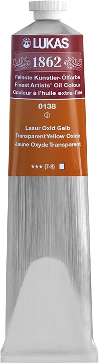 Lukas 1862 Professional German Oil Paint, Transparent Yellow Oxide - w/Beeswax & Non-Yellowing Sunflower Oil, Short Drying Time, Smooth, Outstanding Lightfastness