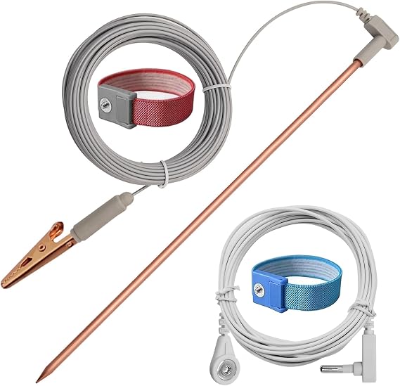 Copper Grounding Rod with 40ft Female Ground Cord & Alligator Clip, Portable Ground Rod Kit,Great for Grounded Earth Connected Products, Easy to Use with Grounding Mat,Grounding Sheet,Pillowcase