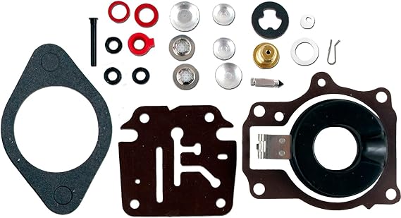 Carburetor Repair Kit with Float for Johnson Evinrude 18-75 HP Outboard Engines, Fits 396701, 392061, 398729, Replaces Sierra 18-7222, 18-7042