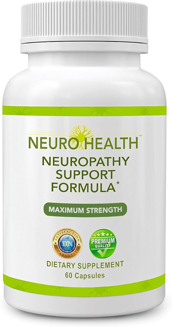 Neuro Health - Nerve Support Formula - Natural Vitamins Including B12 Combined with 600mg of ALA Alpha Lipoic Acid - Neuropathy Support Supplement - One 60 Count Bottle 1 Pack