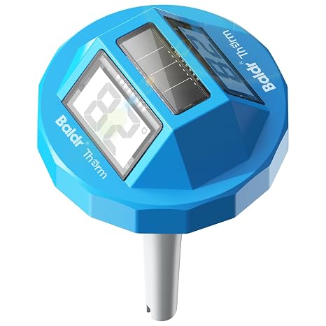 BALDR Solar Pool Thermometer Floating, Dual LCD, IPX8, Anti-Fogging