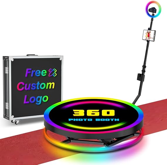 360 Photo Booth Machine 31.6"/80cm with APP Remote Control Slow Motion Rotating Video Booth 360 Photobooth 1-4 People for Parties, Free Customize Logo, 360 Booth with Flight Case (31.6 inches)