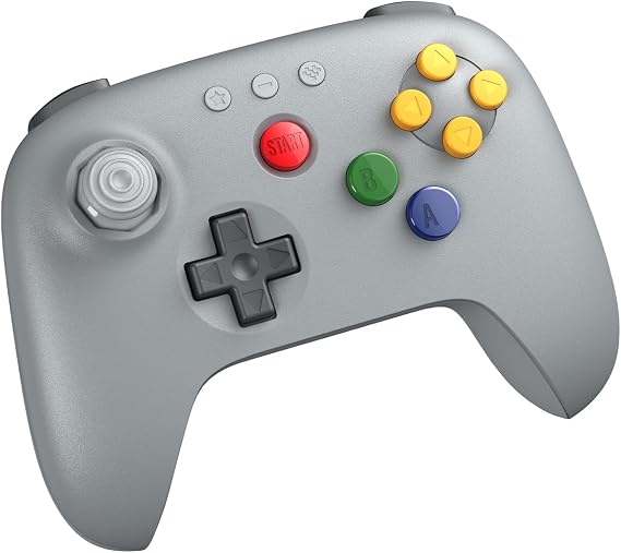 8Bitdo 64 Bluetooth Controller 3D Analog Switch, Windows, ve Android Uyumlu (Gri)
