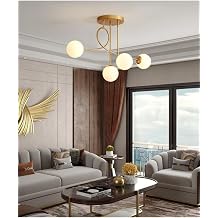 Fer Avize Jade özel tasarım modern spor gold renk glop beyaz camlı Salon - Mutfak - Yatak Odası 4 lü avize