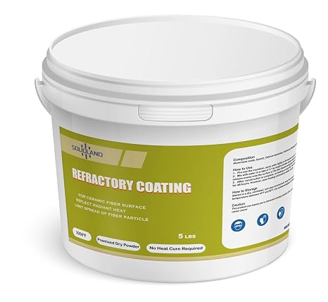 Refractory Coating - 5 LBS 3056F High Temperature Refractory Cement Fireproof Dry Mix - for Ceramic Fiber Blankets Lining in Foundry, Forge, Kiln, Smelting Furnace and More