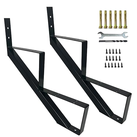 2 Step Metal Stair Step Steel Riser Stringers for 19.4" Height Deck, 2Packs