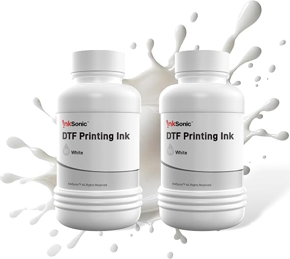 InkSonic Premium White DTF Ink, 2 x 250mL Bottles, for DTF Printers
