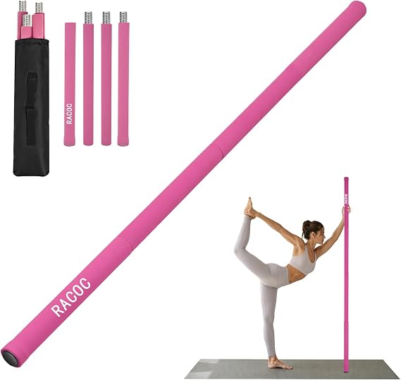 Yoga Stick Sturdy Steel, 5 Ft Adjustable Stretching Stick for Mobility, Flexibility and Balance, Versatile Exercise Stick with Non-Slip Ends and Foam Handles for Fitness, and Posture