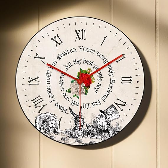 15" Alice and Wonderland Wall Clock Battery Operated for Kids Room Nursery