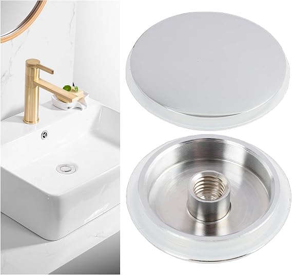35mm Push Button Pop Up Sink Plug Replacement, Bathroom Sink Plug Click Clack Plug for 36mm Drain Hole with 37.2mm Washer, Bathroom Sink Plug Replacement Basin Waste Sink Plug (35mm)
