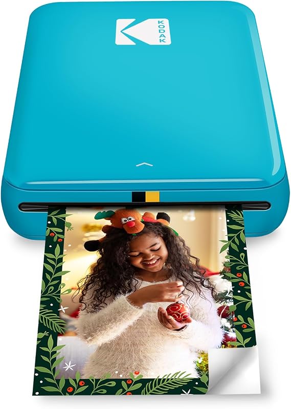 KODAK Step Instant Photo Printer, Zink 2x3 Color Sticky-Back Photos, Bluetooth Compatible with iOS & Android Devices, Editing App, Blue