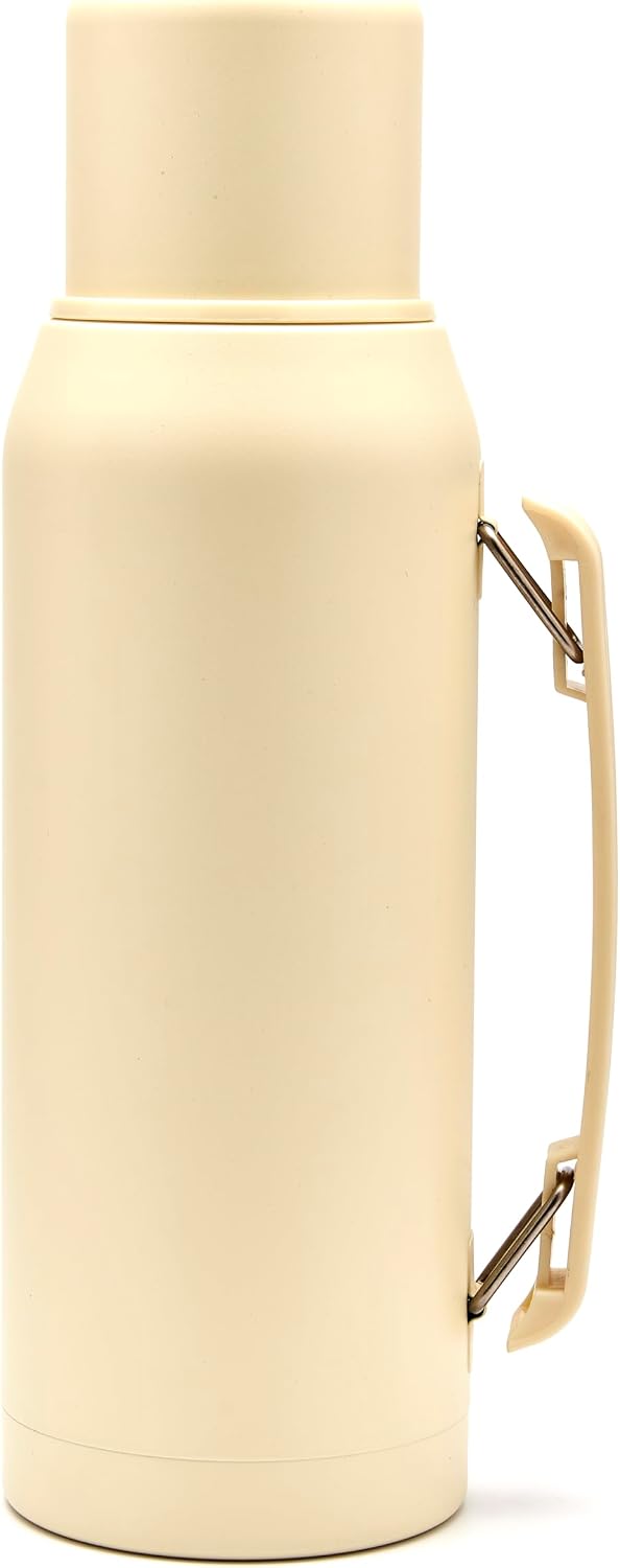 BALIBETOV Thermal Flask for mate - Vacuum Insulated With Double Stainless Steel Wall - BPA Free - A Thermic bottle Specially Designed for Use With Mate Cup or Mate Gourd 33.8 fl oz, Beige