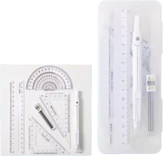 Angle Ruler 6-Piece Student Mathematical Geometry Tools Set Drawing Compasses Including Compass Ruler Pencil Protractor Drawing Tool