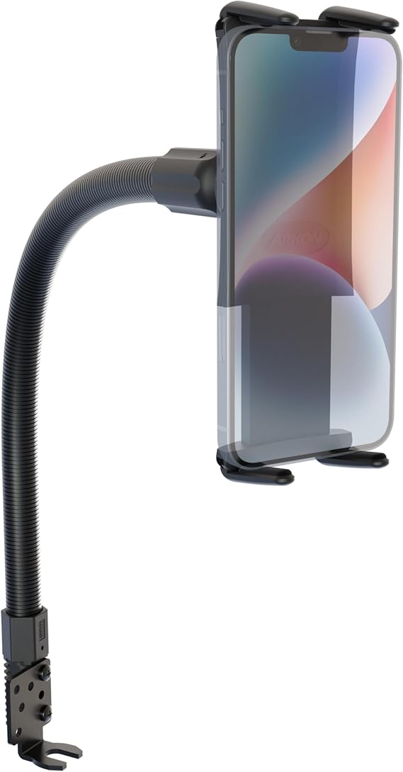 Arkon Mounts - Car Seat Rail Phone or Tablet Mount | Flexible Positioning | 22" Gooseneck | 360 Adjustability | Tablet Holder fits iPhone, Galaxy, Note and more | Up to 8" Screen Size
