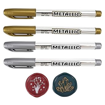 Wax Seal Pen Kit, Yoption 4 Pieces Metallic Pen for Decorating Sealing Stamp Wedding Invation Seals