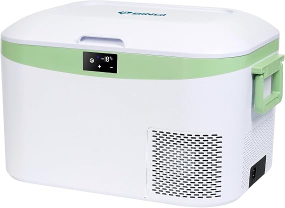 B BINGI Portable Refrigerator 12.8L 12V/24V DC & 100-240V AC Dual Use -18℃～15℃ Adjustable Temperature Compact Design Lightweight Silent Energy-saving for Car Camping Travel Truck Boat