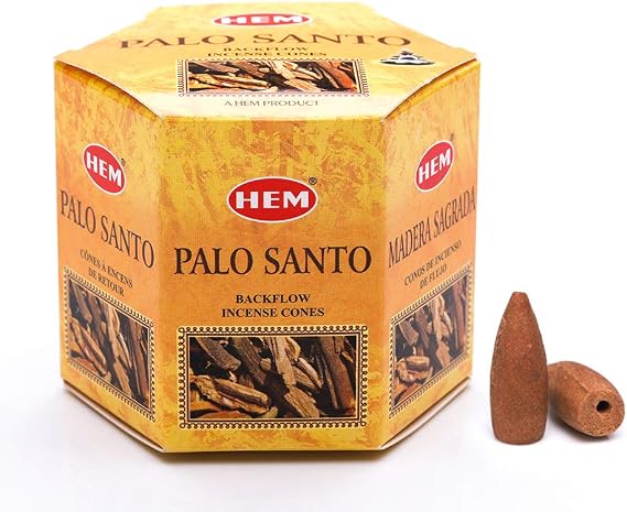 HEM Palo Santo Backflow Incense Cones 20 Aromatherapy Cones | Long Lasting 40 Min Burn(Single Cone) | for Spa, Yoga, Reiki, Meditation, Healing, Relaxation & Home Fragrance