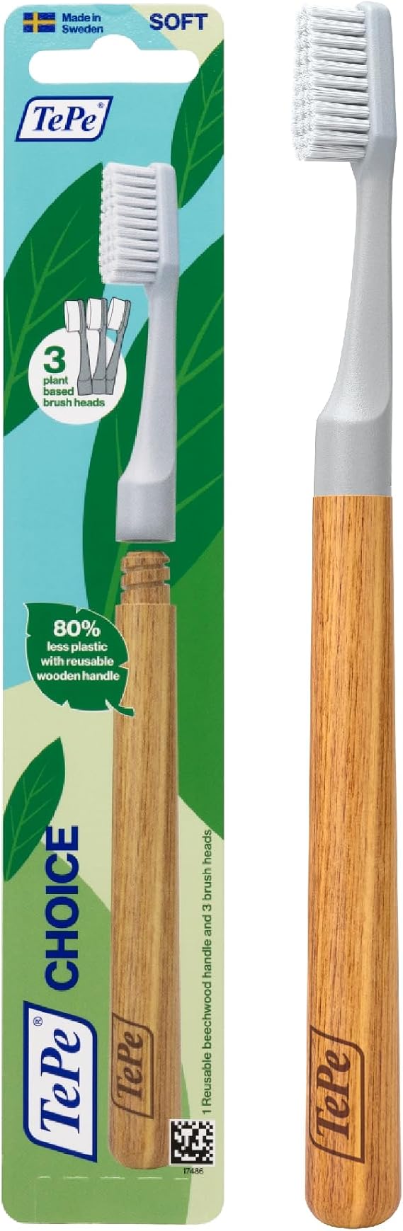 TOP Selection Soft Toothbrush, Toothbrush for Tooth Cleaning 3 Interchangeable Toothbrush Heads, Grey