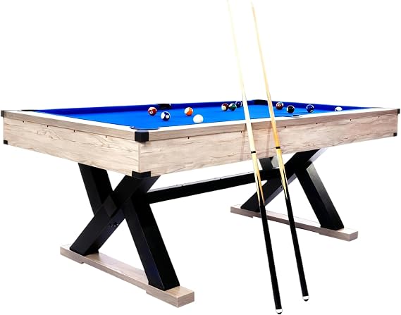 7FT Pool Table Set, Bar-Size Billiard Tables with 2 Cue Sticks, Billiard Balls, Triangle, Chalks & Brush, Modern k-Leg Design, Heavy Duty, for Game Room, Rrec Room, Basements(84" l x 46" w)