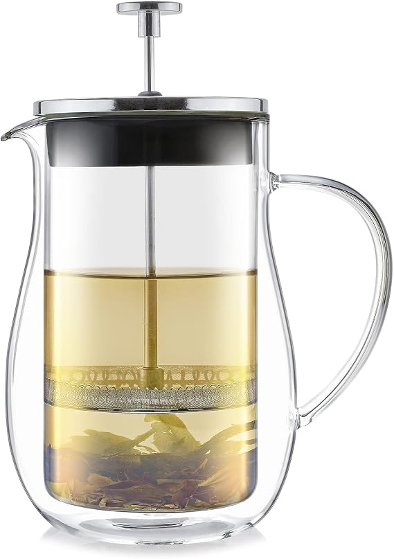 Teabloom Stay-Hot Glass French Press Insulated 27-Ounce (800 mL) Loose Tea Steeper and Coffee Maker Connoisseur's Choice