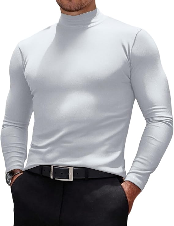 Mens Mock Turtleneck Sweater Long Sleeve Shirts Slim Fit Pullover Thermal Lightweight Undershirts Casual Tops