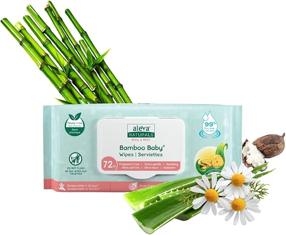 Aleva Naturals Bamboo Baby Wipes, Sensitive, 6 Count, 14.1 Ounce