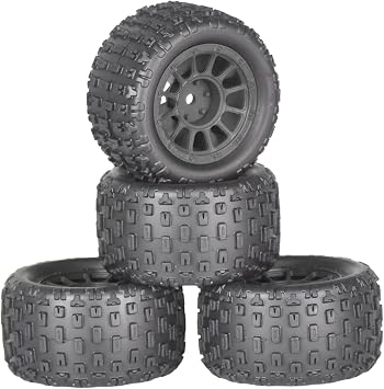4Pcs Monster Truck Tires 1/16 1/18 Scale 74mm Pre-glued Foam Insert Tires for ARRMA Granite 1/18 Granite/Typhon, WLtoys A949, MJX Hyper Go H16, High-Grip Ready-to-Run