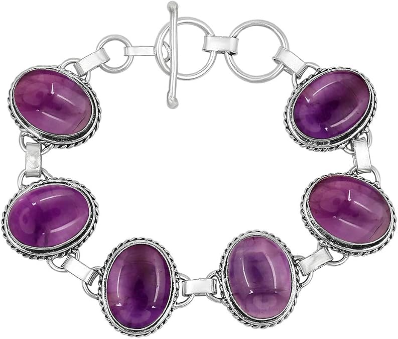 Natural Gemstones 925 Silver Plated Statement Women's Jewelry Bracelets