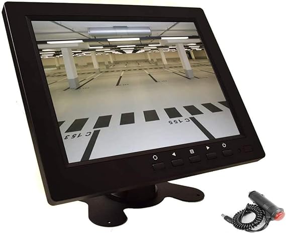 8 inch CCTV Monitor, TFT LCD Security Screen with VGA HDMI AV BNC USB Audio in/Out Ports Built-in Speaker, HD Display for Surveillance Camera STB 1024x768 Resolution with Car Power Adapter 12-24V