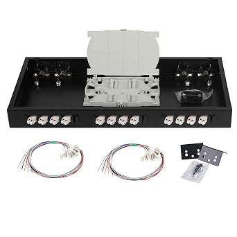 FYBOPTWU-12 Duplex 24 Port LC Multimode OM2 Rack Mount Enclosure Box with Pigtails & Couplers, 24 Core LGX Patch Panel Box fits for 19" Racks Cabinet