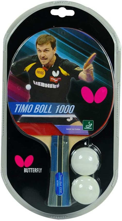Butterfly Timo Boll Table Tennis Racket - 1 Ping Pong Paddle - ITTF Approved - Sponge and Pan Asia Rubber