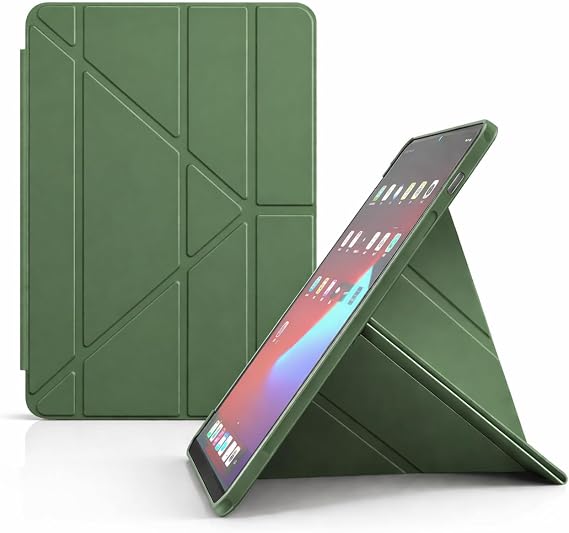 Coverzone iPad Air ile 11inç M2/M3 Air 4/5.Nesil 10.9 ile uyumlu Kılıf Kalem Koyma Bölmeli Stand Olan Uyku Modlu Suni Deri, Yarı transparan Silikon Arka Yüzey ergonomik yapılı, Attravtive Smart Cover