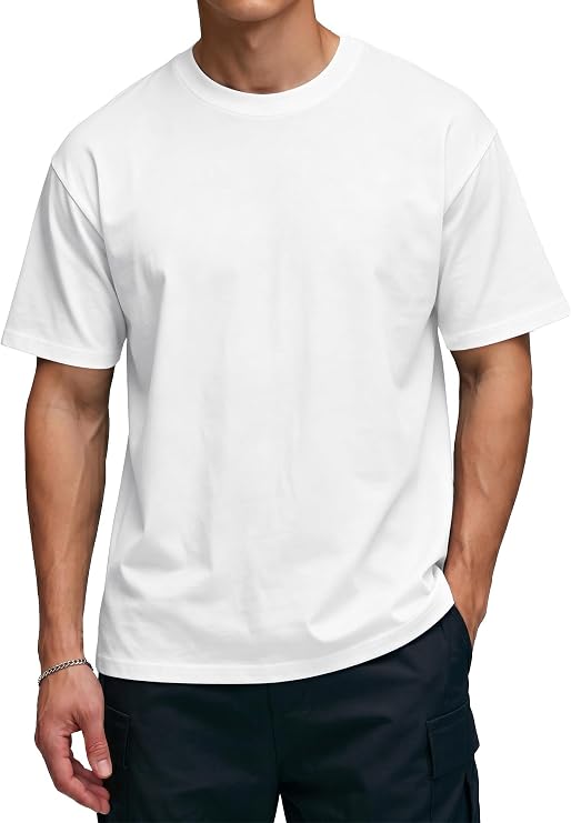 Comdecevis Men's Relaxed Fit Cotton T-Shirt, Pre-Shrunk, S-5XL