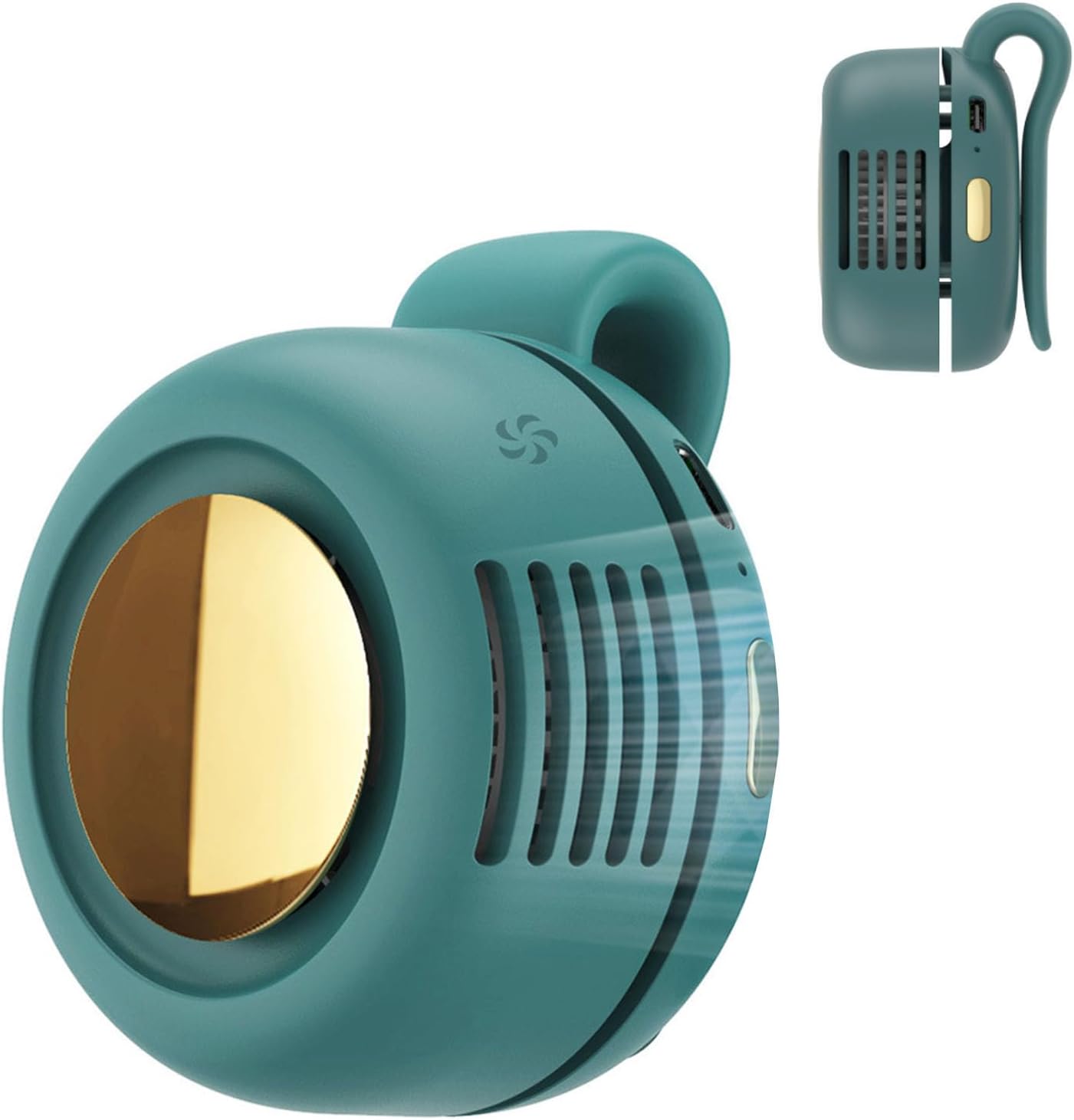 Portable Silent Mini Bladeless Electric Fan, 2025 New Clip On Fan, Adjustable 3 Speed Clip on Mini Waist Fans, Lightweight Waist Fan for Outdoor Travel Office Green