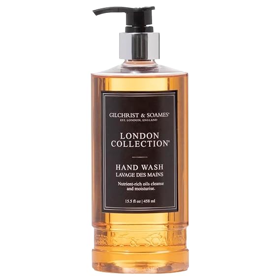 Gilchrist & Soames London Hand Wash Natural Moisturizing Liquid Cleanser With Red Tea, Soy, Grape Seed Oil, Ginkgo Paraben & Sulfate Free Soap with Crisp, Clean Scent, 15.5 oz Pump Bottle