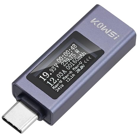 USB C Power Meter USB C Tester, USB Multimeter 4-30V 0-12A Voltage Current Capacity Energy Power Digital Tester for Tablet Chargers Power Bank Cable