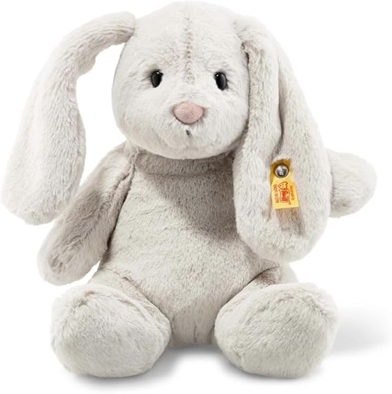 Steiff Hoppie Rabbit Toy Figure, Premium Stuffed Animal (Light Grey, 11"), Soft & Cuddly Plush for Kids, Boys & Girls