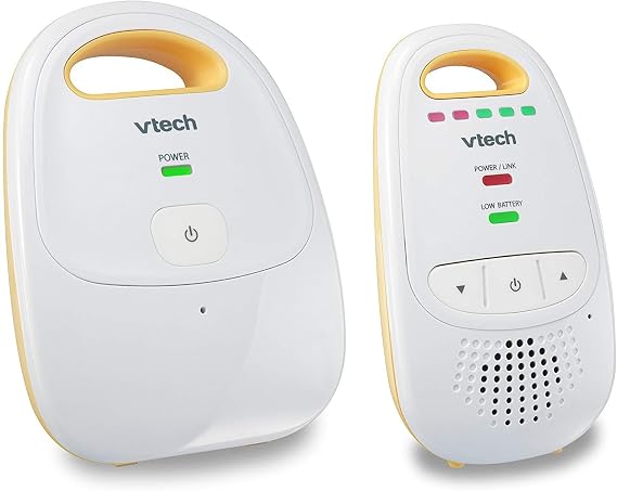 VTech Audio Baby Monitor No Static DECT 6.0, No WiFi, Hack-Proof | 8Hr Battery, Belt Clip, 1000ft Range, 5-Level Sound Indicator | DM111