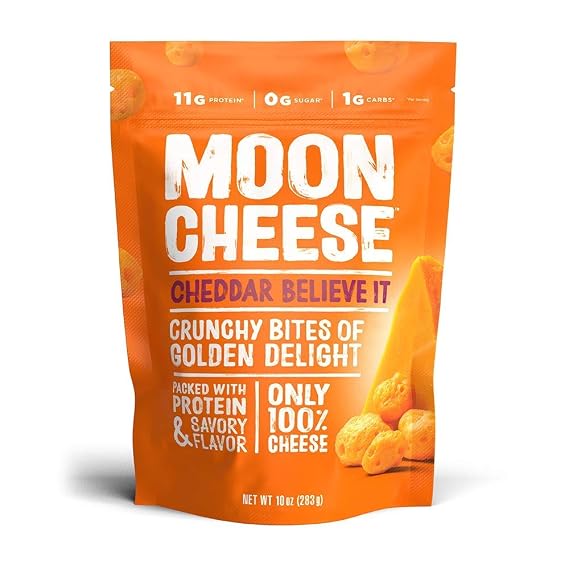 Moon Cheese Cheddar Believe It, 10 Ounce, 1-Pack, Crunchy, Protein -Rich Cheese Snack, Keto Friendly, 100% Real Cheese