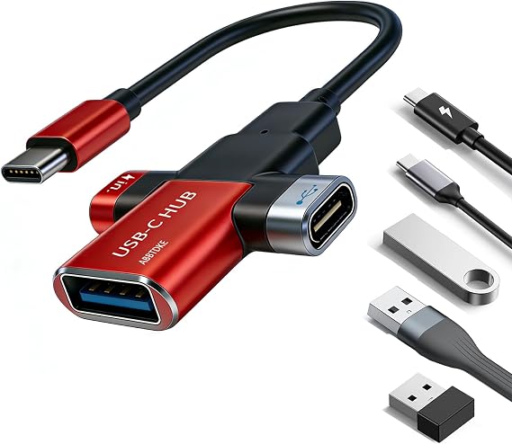 Small USB C HUB 3-in-1 USB Adapter for Carrying on Business Trips/Travels. | For Laptop Network Real-Time Streaming Media Suitable