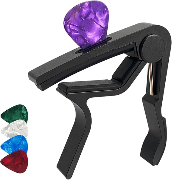 ZUFECY Professional Guitar Capo - No Buzz Tuning Stability for Acoustic/Electric Guitars, Quick Release Clamp, Ergonomic Design for Stage & Studio, 6-String Kapo with Non-Slip Grip (Black)