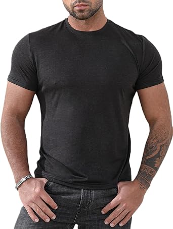 Hodaweisolp Men's Basic Crew Neck Short Sleeve Plain T-Shirt