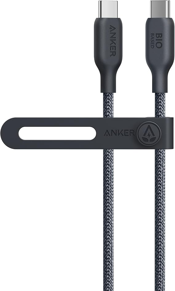 Anker 543 USB C to USB C Cable (240W, 3ft), USB 2.0 Bio-braided Charging Cable for MacBook Pro, iPhone 17/16/15, iPad Pro, Samsung Galaxy,and More (Phantom Black)