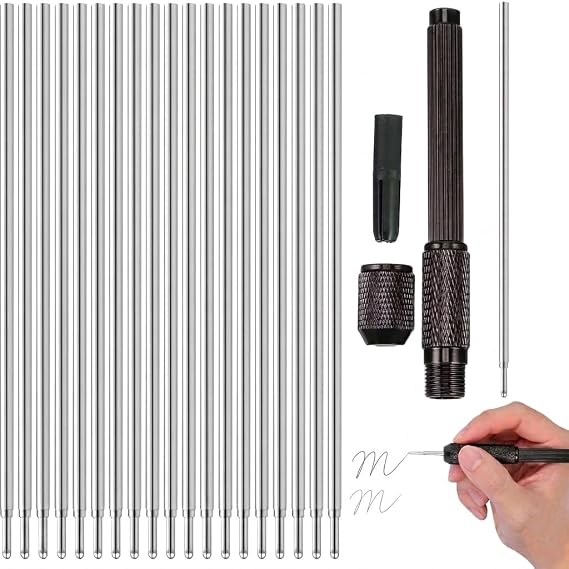 EXCEART Tattoo Pen Set - Skin Safe Markers 20pcs Pen Refills Ink Cartridges Ball Point with Black Aluminum Tattoo Holder for Stencil Body Use for Practice Precise Marking Stencil Use