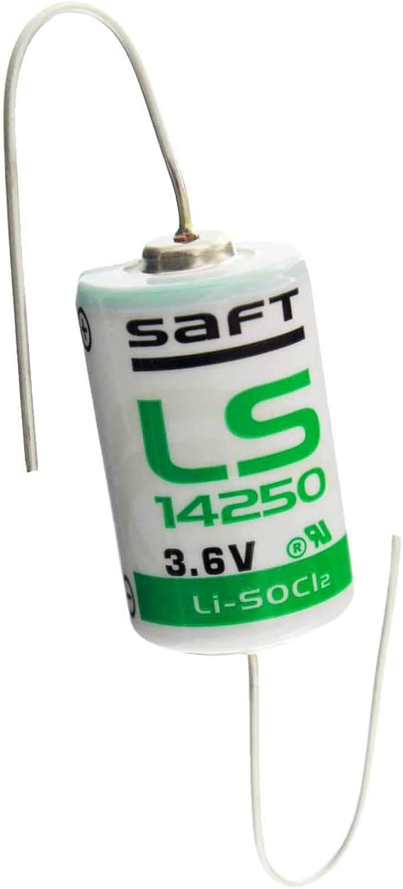 SAFT LS14250_AX 1/2AA 3.6V 1200mAh Axial Battery For Smart Utility Metering, Emergency Backup, Data Collection, RFID Tracking, Asset Tracking, Theft Prevention, MFG PN: 700053 NSN: 6135-01-669-4691