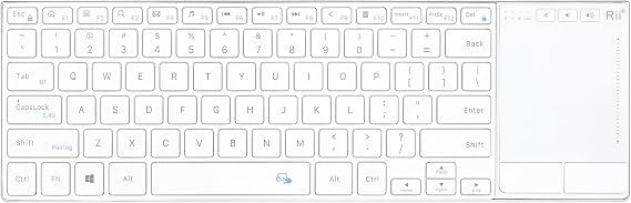 Rii 2.4G Wireless and Bluetooth Touch TV Keyboard with Media Control-White