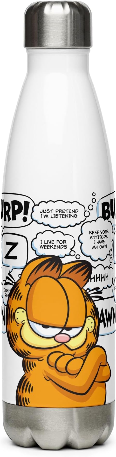 Garfield Stainless Steel Water Bottle - 17oz. - Officially Licensed