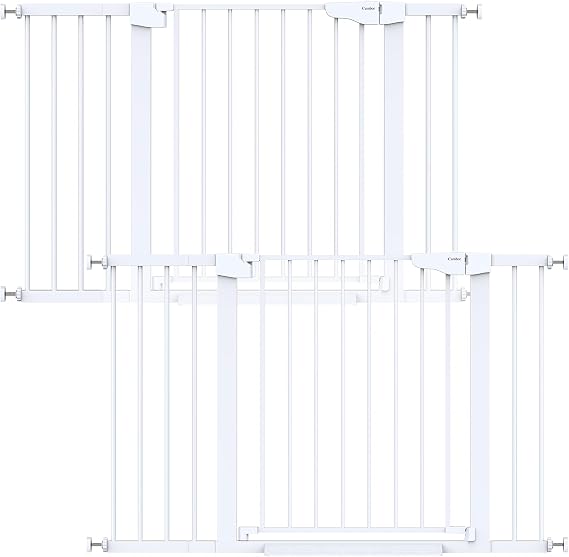 Cumbor 2-Pack 30-48 in Baby Gate for Stairs, Auto Close Dog Gate, White